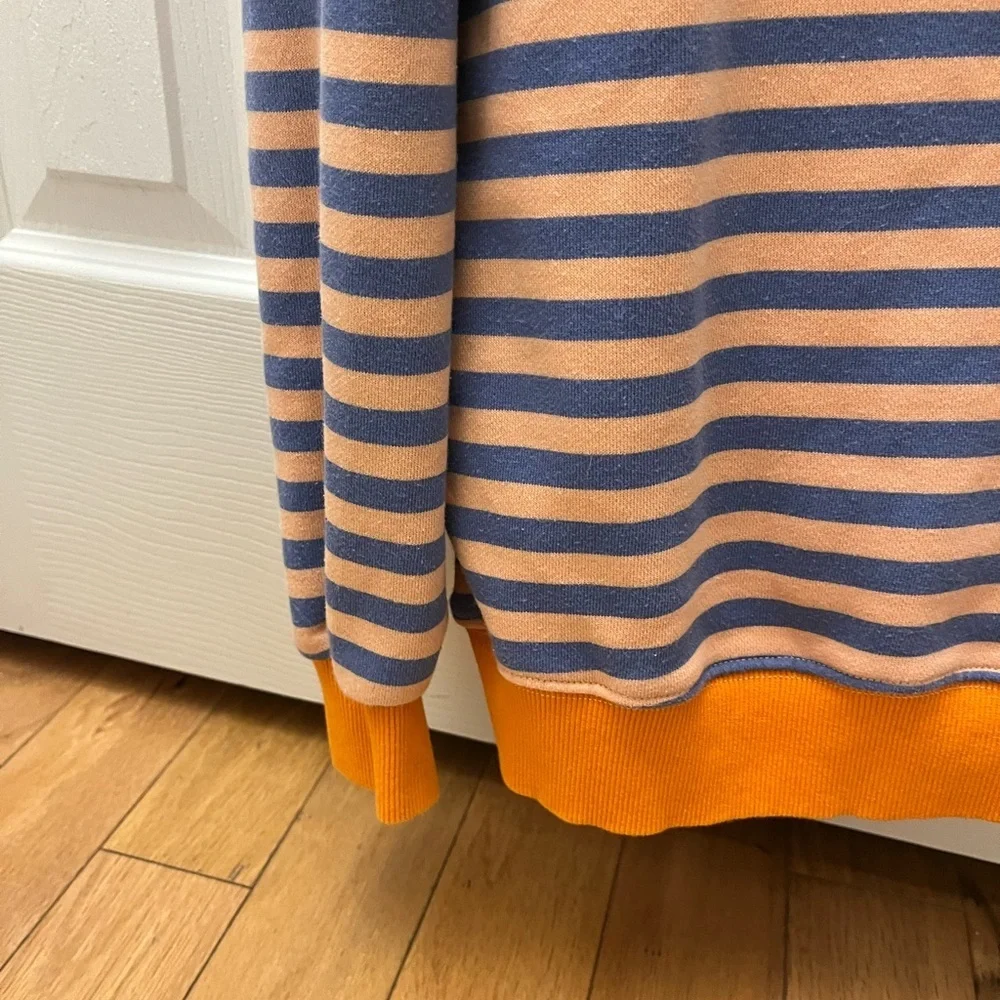 Large XLarge Blue Orange Striped Sweatshirt - Picture 3 of 4